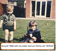 Dominic Parker in around 1966 with his sister and the family cat Wilfred